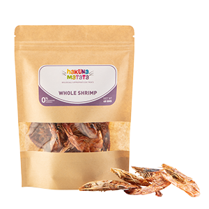 Dehydrated whole shrimp dog treat